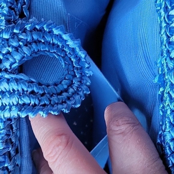 Raffia Blue Handmade Croshet Knitted Evening Pouch Clutch Bag Made in Japan - Picture 8 of 12